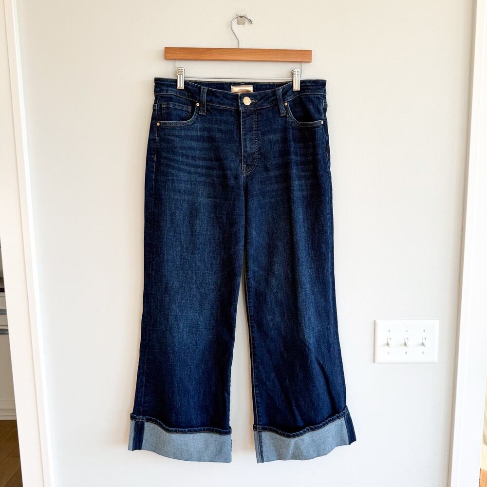 KUT From The Kloth Meg Fab Ab Wide Leg Wide Leg Cuffed Hem Jeans Blue 10 - Picture 2 of 10